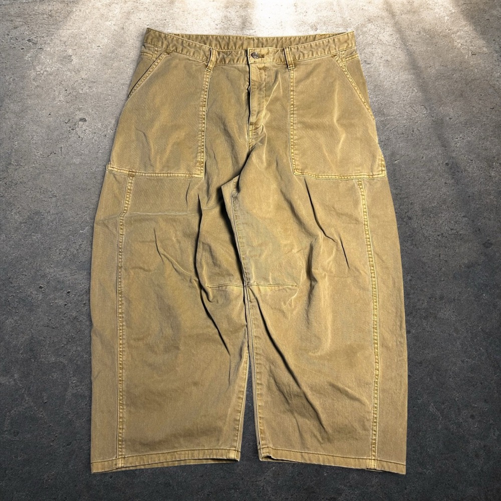 Gap Wide Leg Carpenter Pants Tan Khaki Baggy Y2K Retro Skater Size 16 Petite